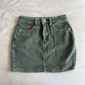 Green Corduroy Mini Skirt